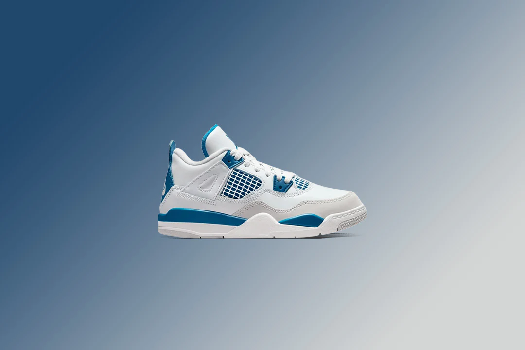 Jordan 4 Retro (PS) 'Industrial Blue' - Off White/Military Blue/Neutral Grey - Image 5