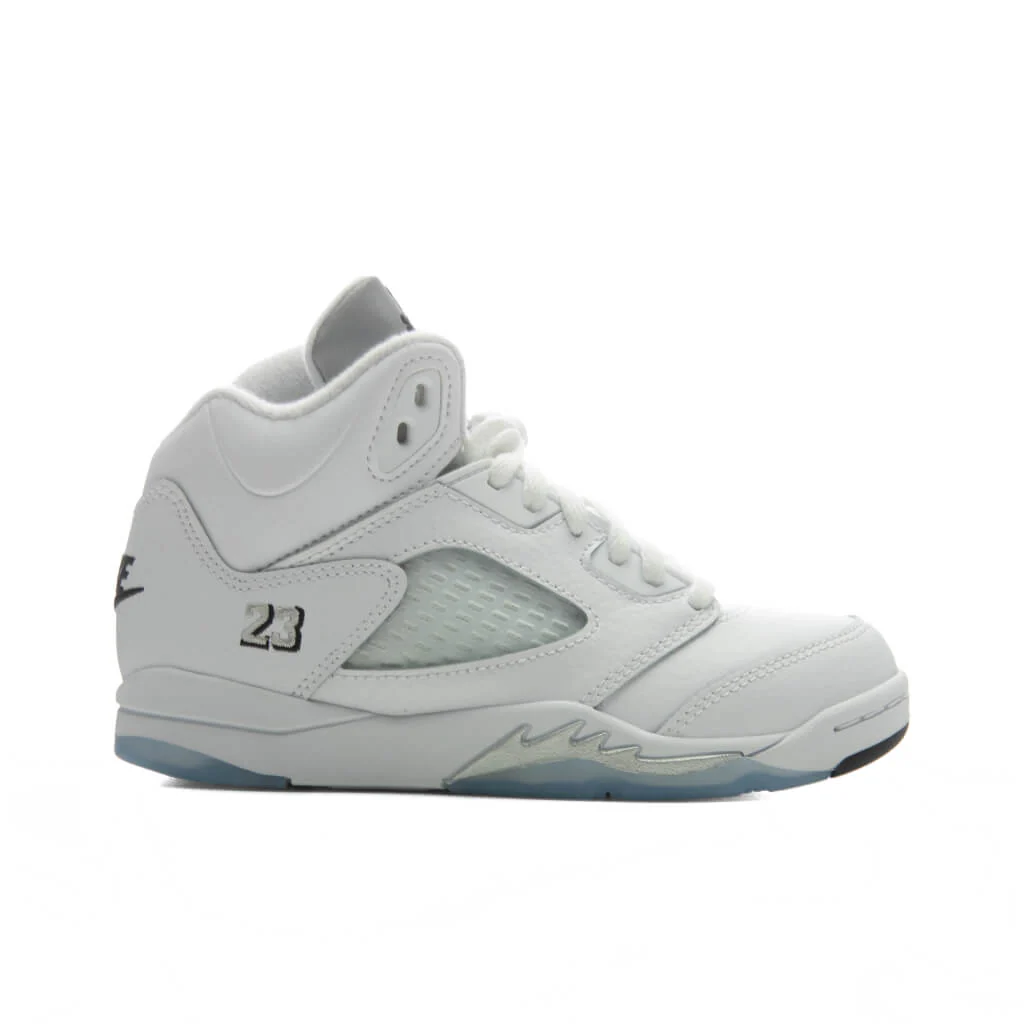 Air Jordan 5 Retro 'White Metallic' (PS) - White/Black/Metallic Silver