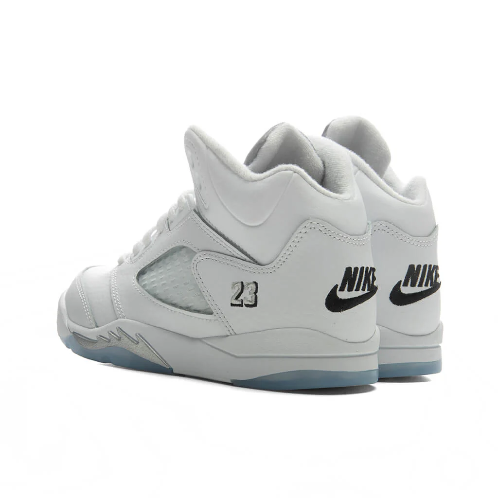 Air Jordan 5 Retro 'White Metallic' (PS) - White/Black/Metallic Silver - Image 2
