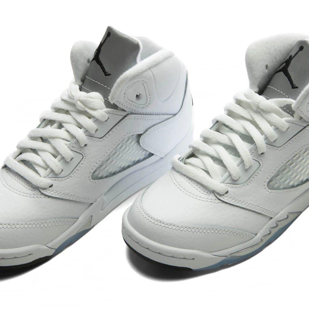 Air Jordan 5 Retro 'White Metallic' (PS) - White/Black/Metallic Silver - Image 3