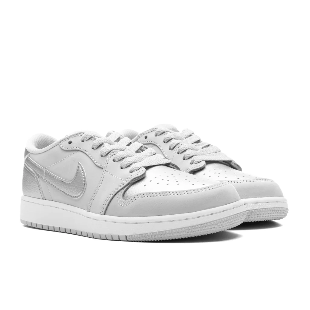 Air Jordan 1 Low OG 'Metallic Silver' (GS) - Neutral Grey/Metallic Silver/White - Image 2