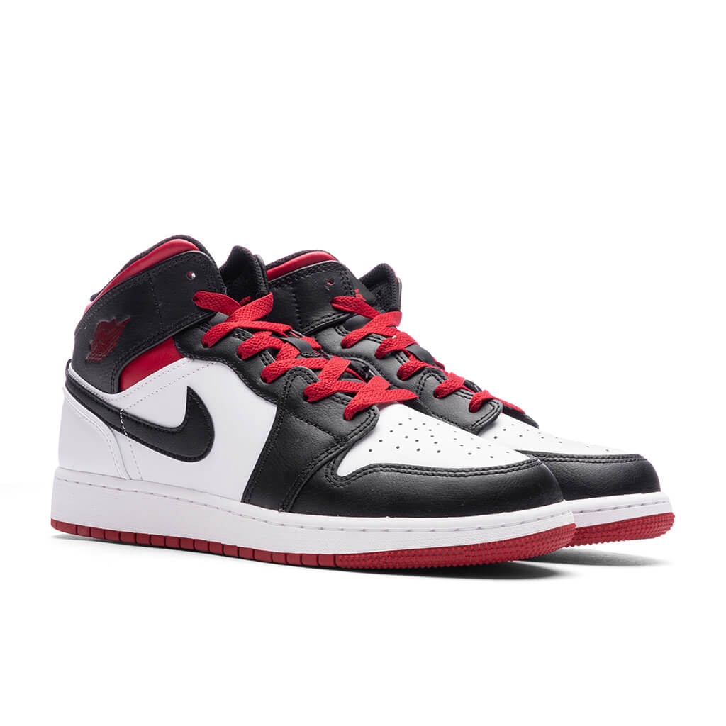 Air Jordan 1 Mid (GS) - White/Gym Red/Black - Image 2