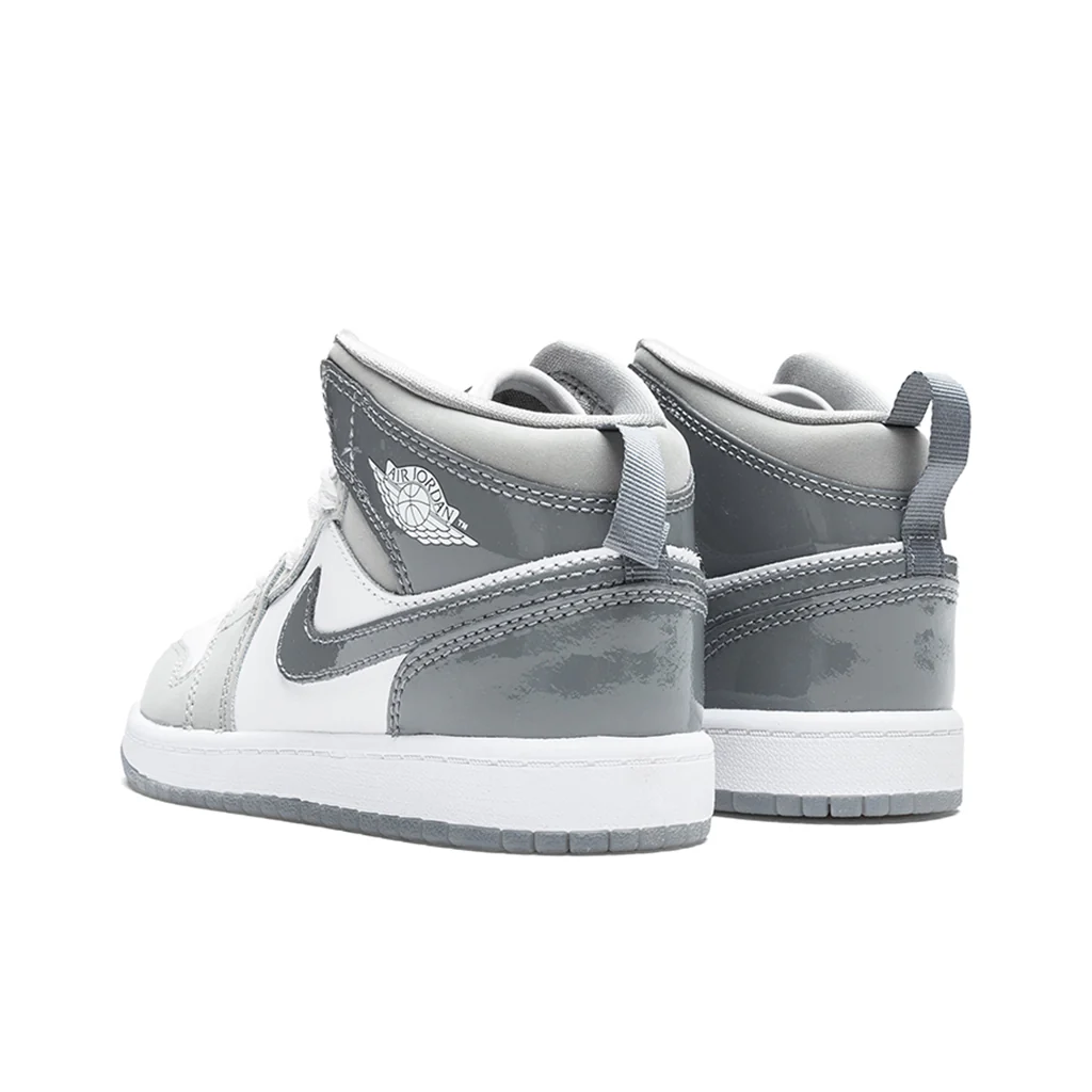 Air Jordan 1 Mid SE (PS) - White/Cool Grey/Medium Grey - Image 3
