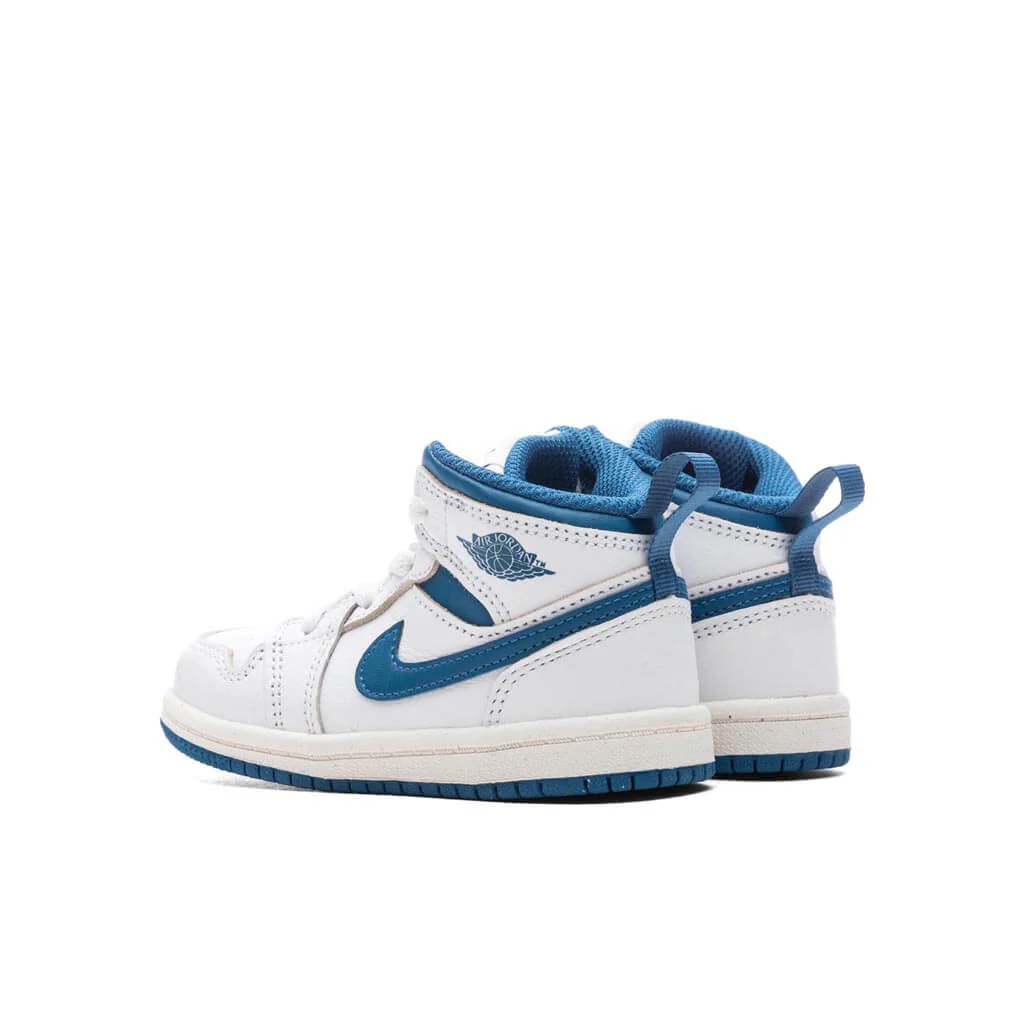 Air Jordan 1 Mid SE (TD) - White/Industrial Blue/Sail - Image 3