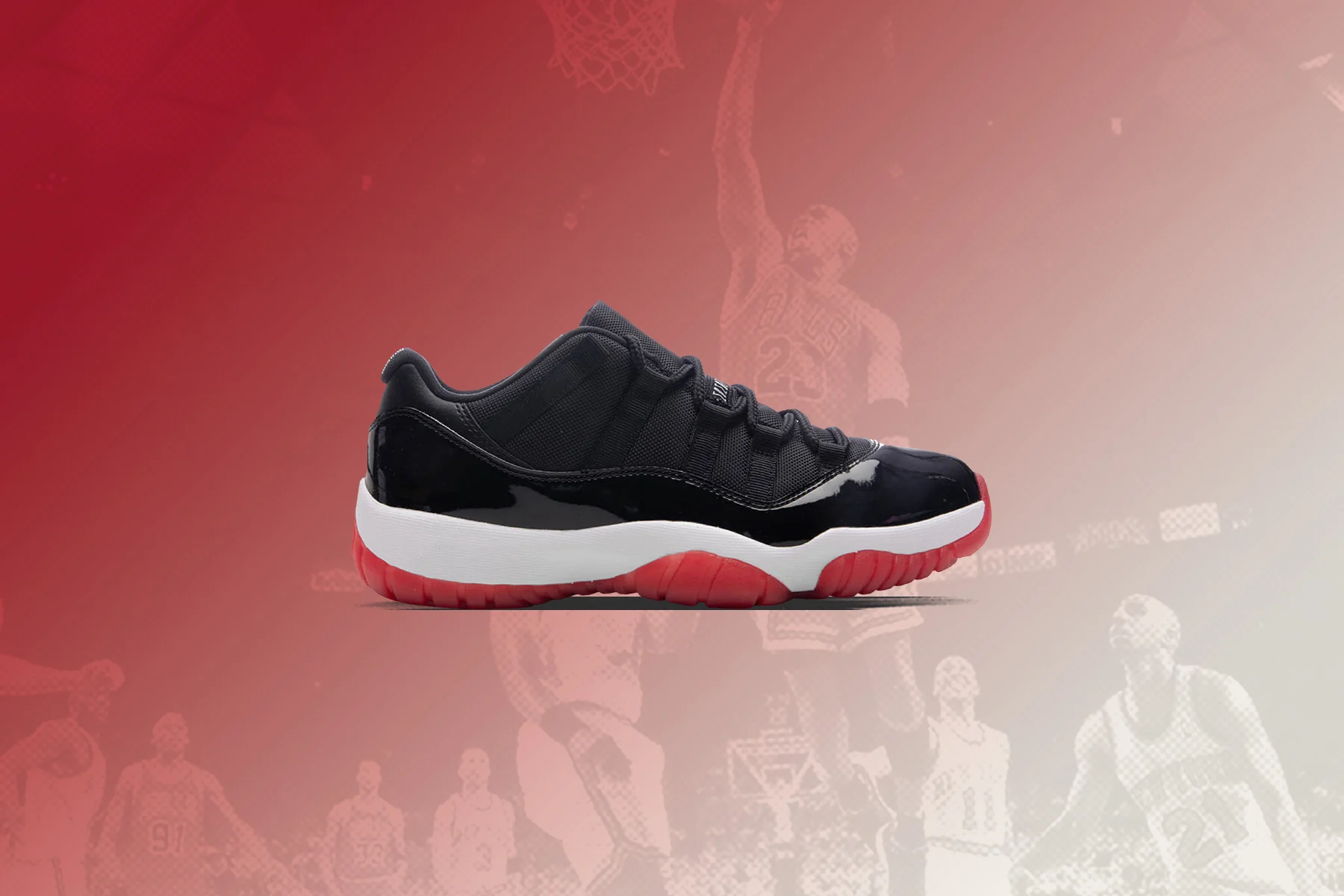 Air Jordan 11 Retro Low 'Bred' - Black/Varsity Red/White - Image 5
