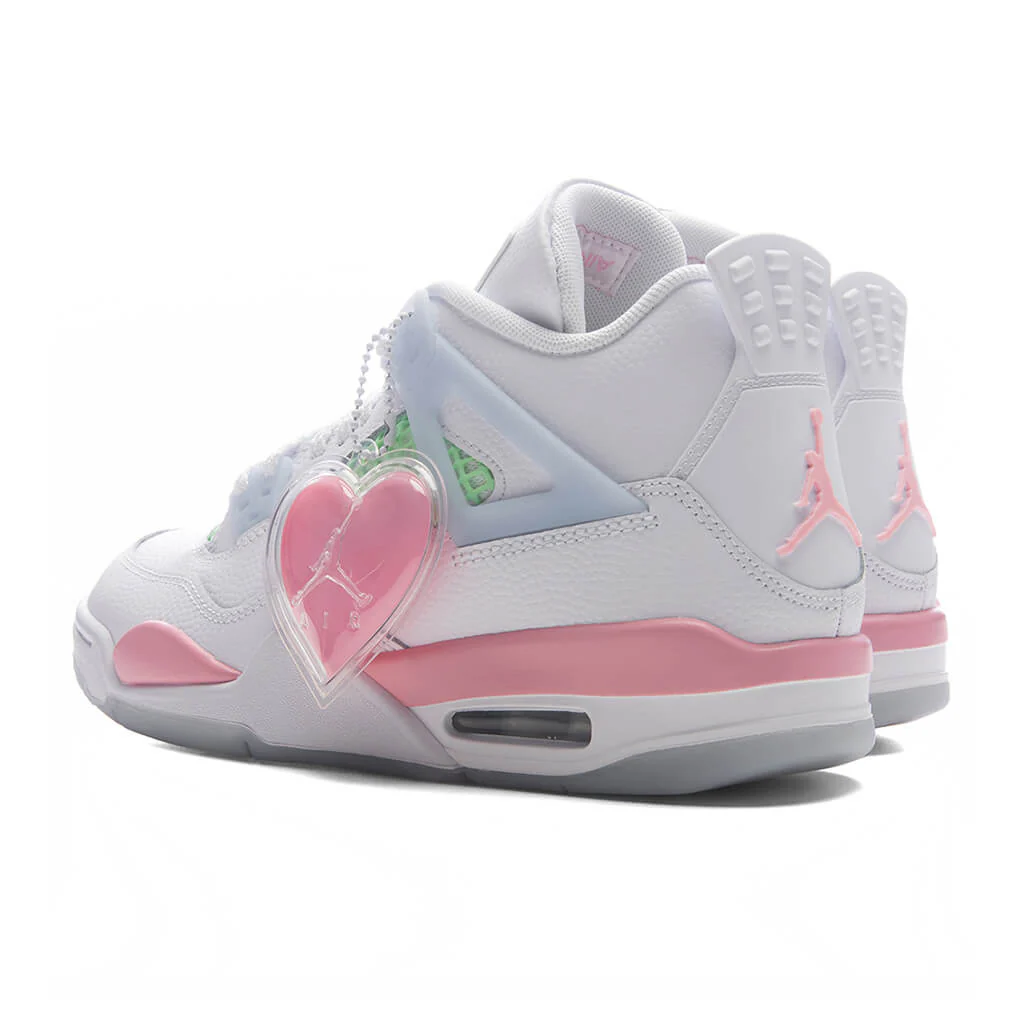 Air Jordan 4 Retro 'Valentine's Day' (GS) - White/Medium Soft Pink/Half Blue - Image 3