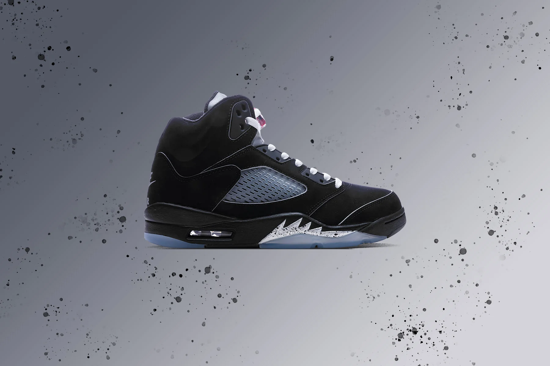 Air Jordan 5 Retro OG 'Black Metallic Reimagined' - Black/White/Metallic Silver/Fire Red - Image 5