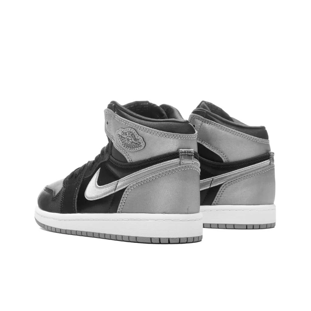 Air Jordan 1 Retro High OG 'Satin Shadow' (PS) - Black/Medium Grey/White - Image 3