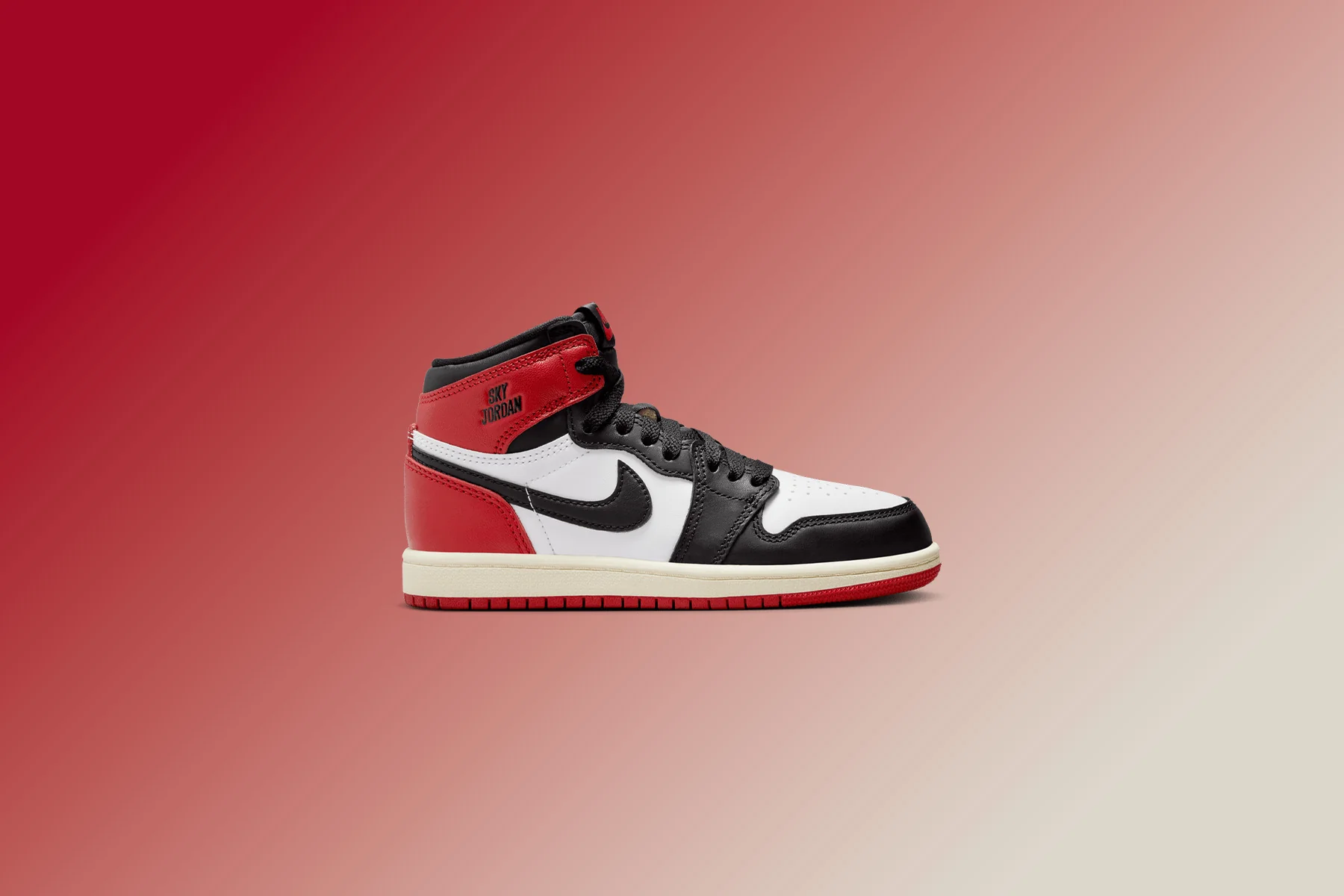 Air Jordan 1 Retro High OG (PS) 'Black Toe Reimagined' - White/Black/Varsity Red/Sail - Image 5
