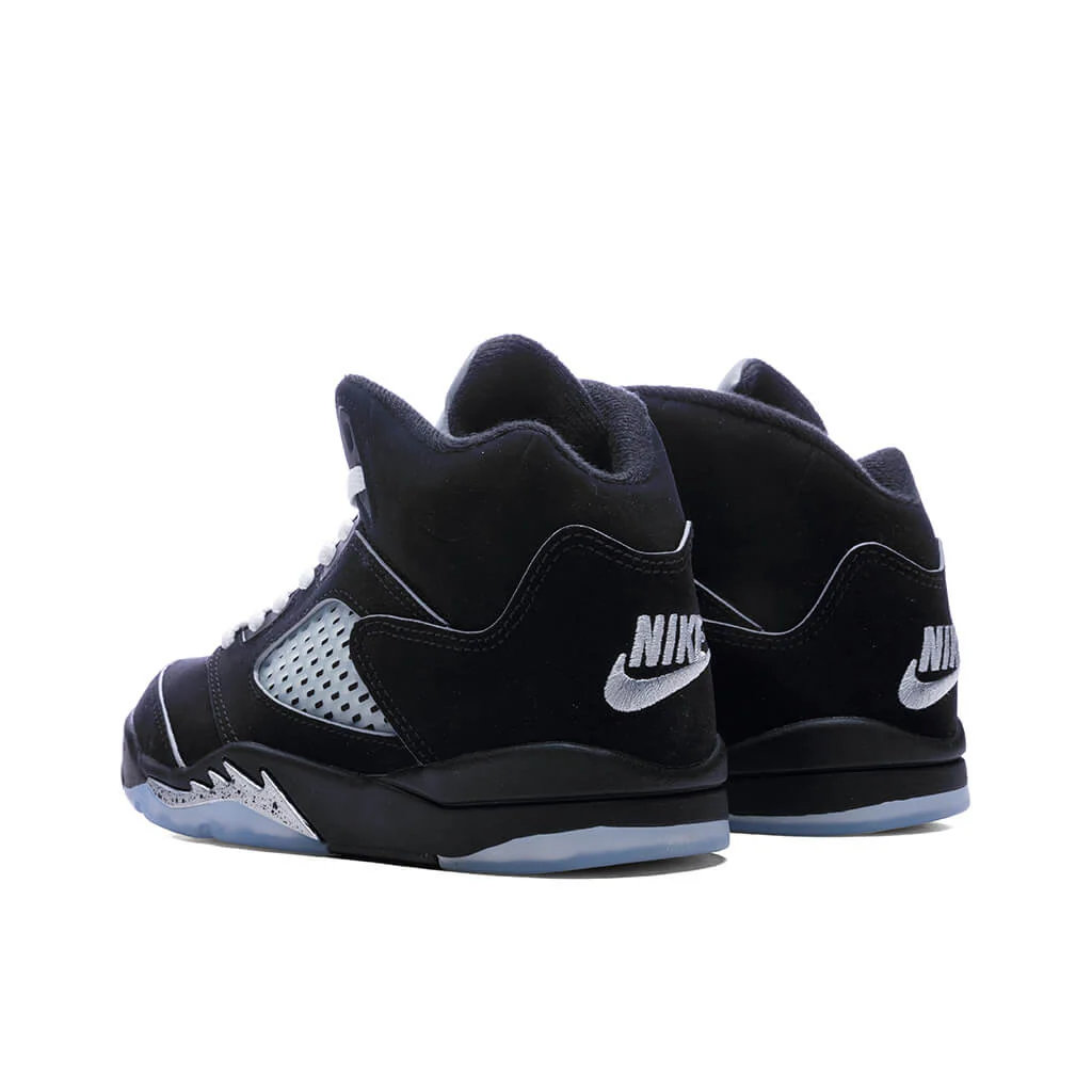 Air Jordan 5 Retro OG 'Black Metallic Reimagined' (PS) - Black/White/Metallic Silver/Fire Red - Image 3