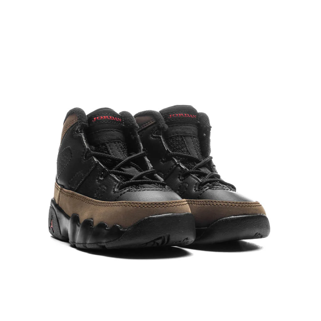Jordan 9 Retro (TD) - Black/True Red/Light Olive - Image 2