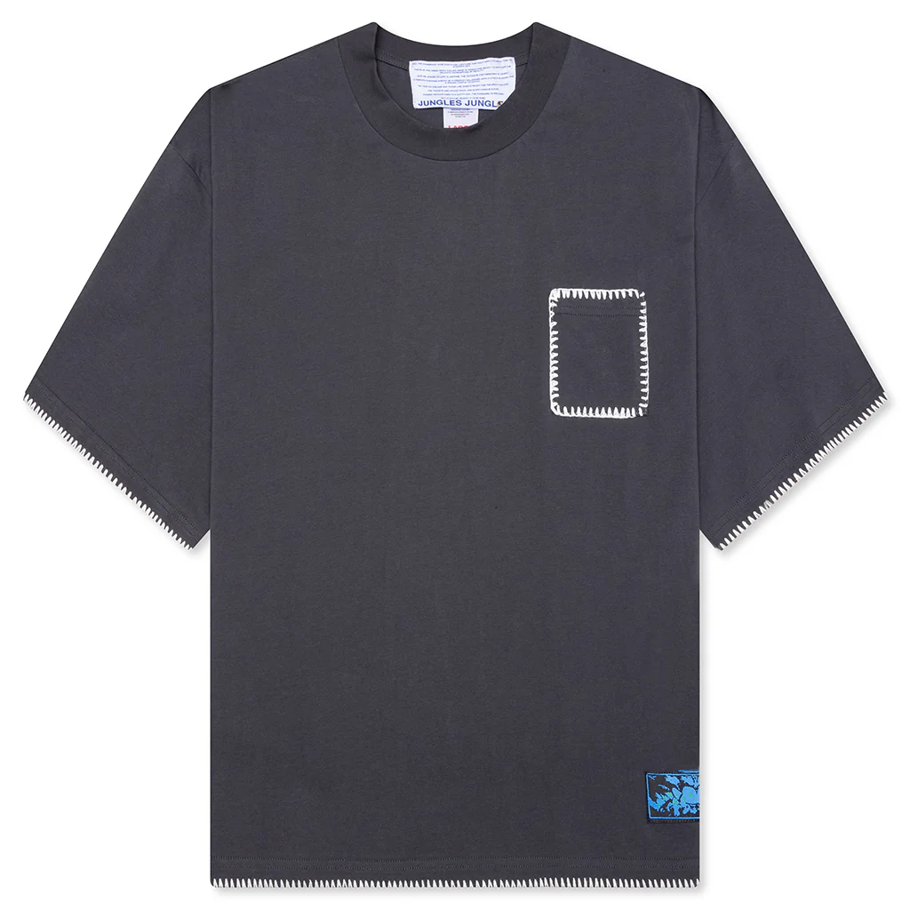 Blanket Stitch Vintage Tee - Sun Faded Grey