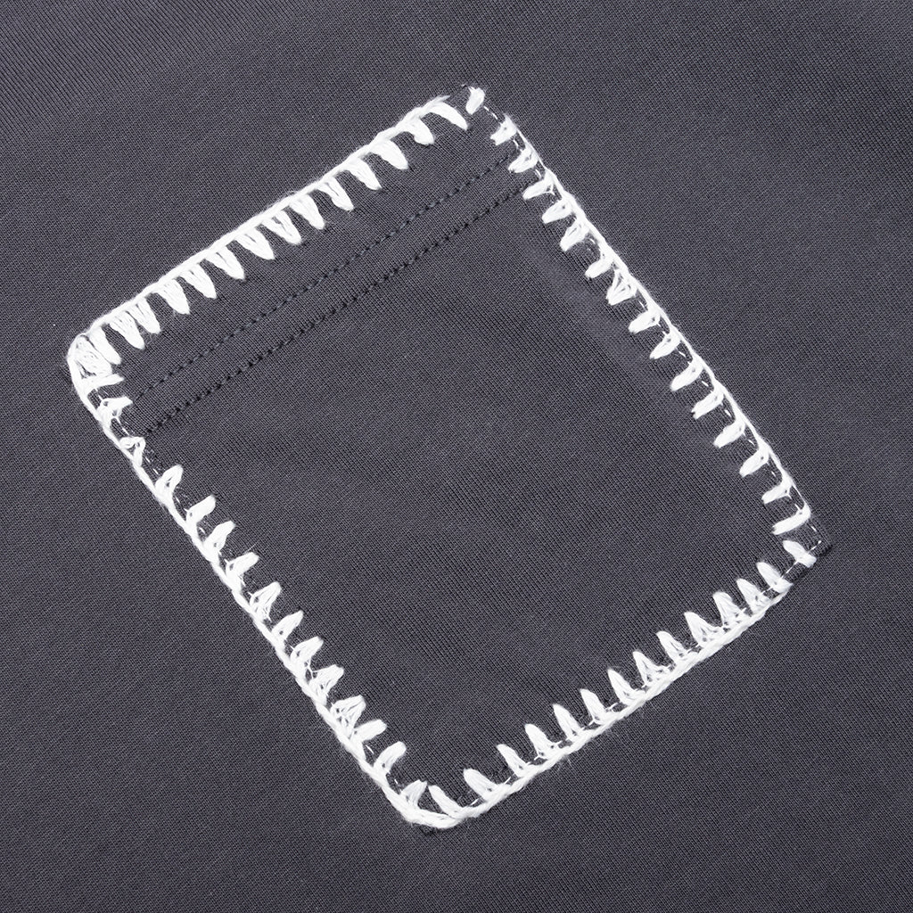 Blanket Stitch Vintage Tee - Sun Faded Grey - Image 3