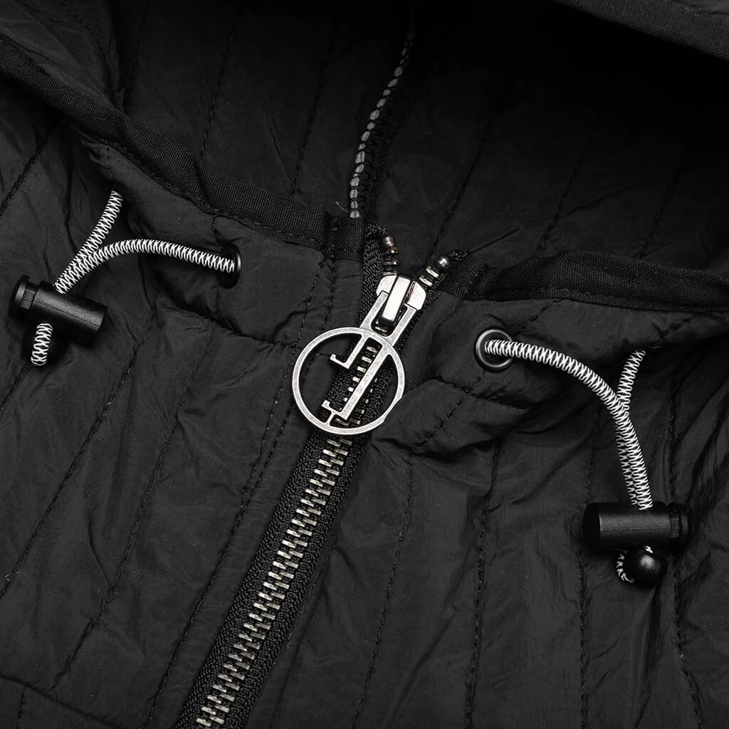 Patches Quilted Zip Hoodie - Black - Image 3