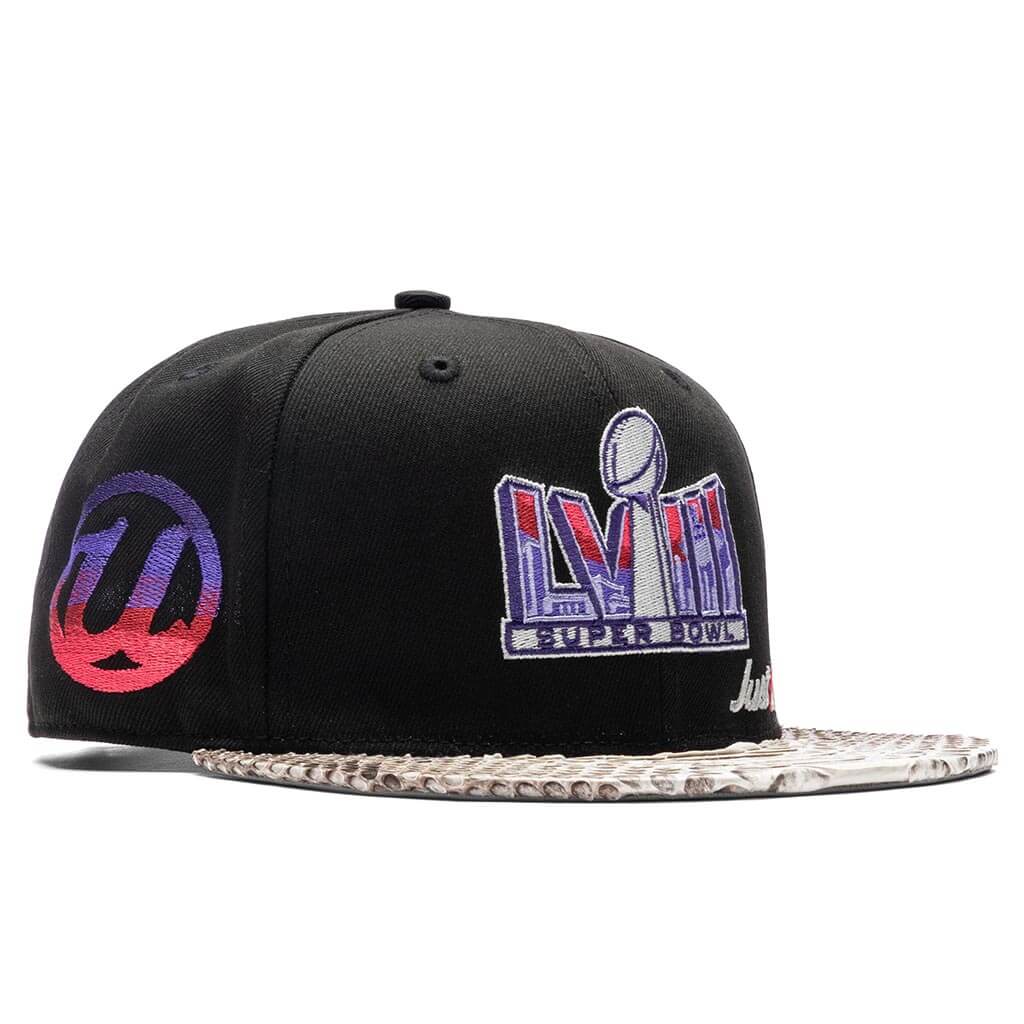 Just Don x Usher Super Bowl LVIII 9FIFTY Snapback Hat - Black/Natural Python - Image 3