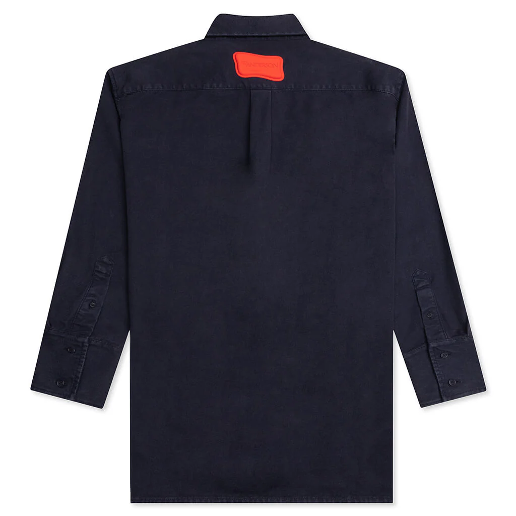 Chest Pocket Oversized Contrast Shirt - Navy - Image 2