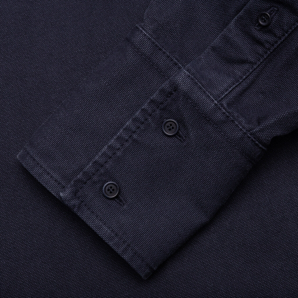 Chest Pocket Oversized Contrast Shirt - Navy - Image 6