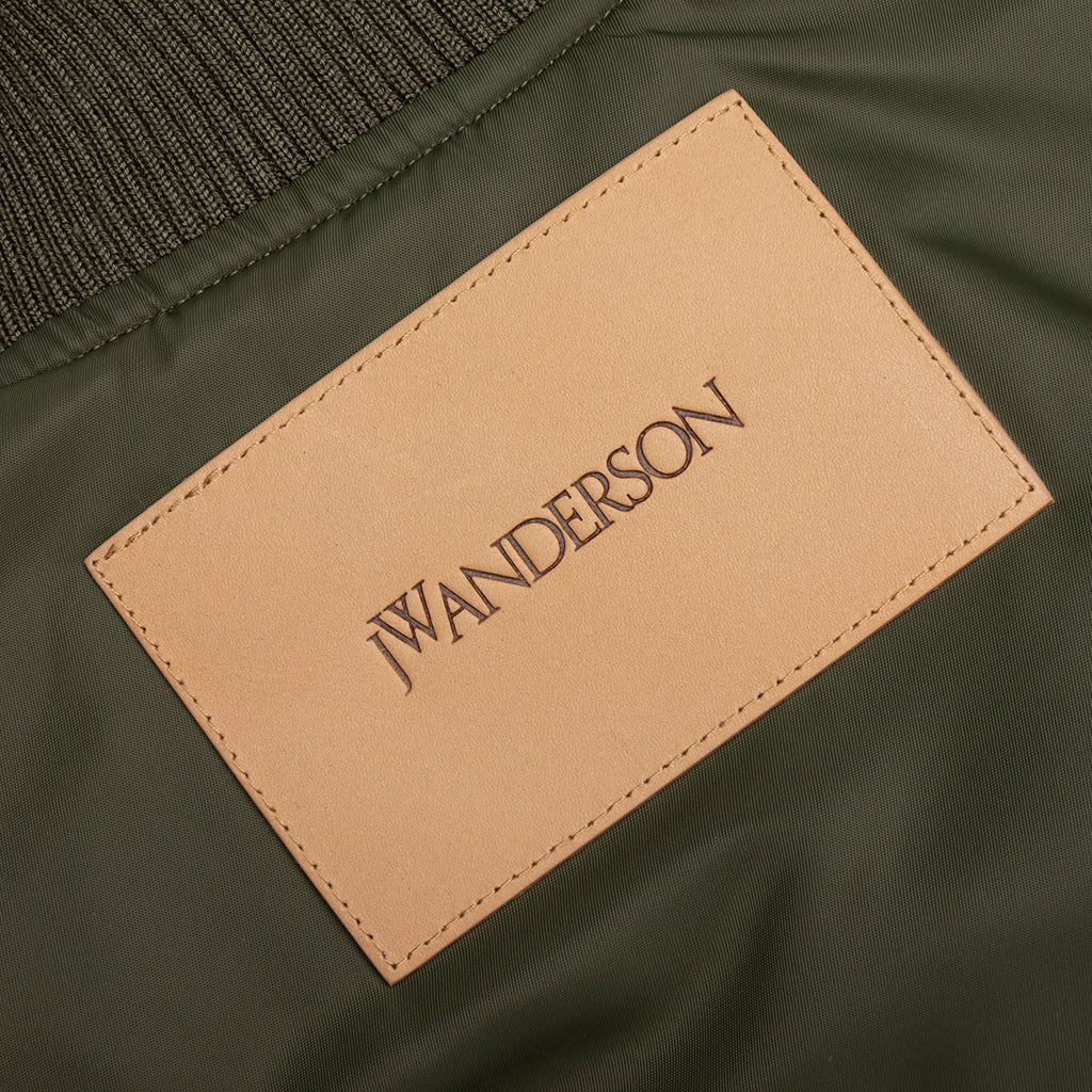 Oversized Curved Hem Bomber Jacket - Olive - Image 5