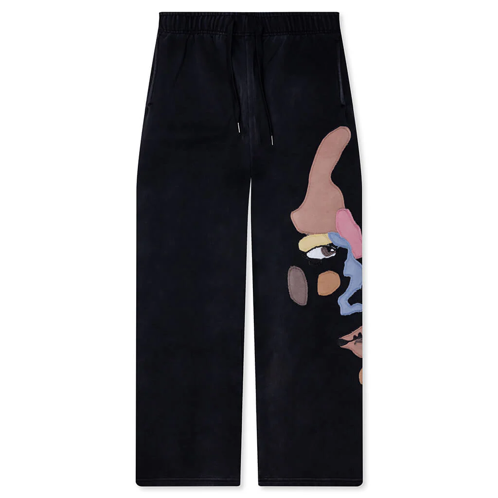 Side Eye Face Sweatpants - Black