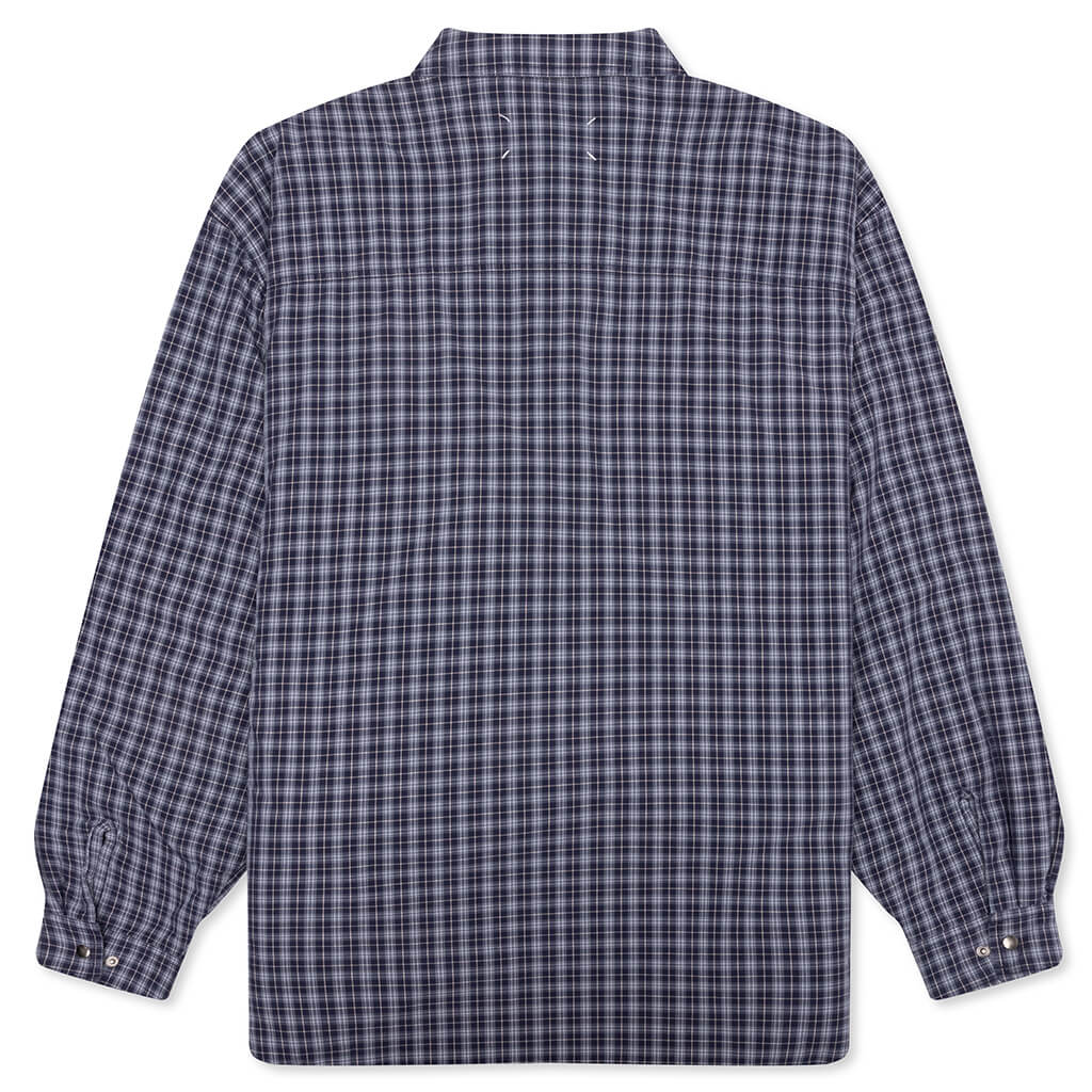 Reversible Padded Shirt - Blue/Grey Check - Image 2