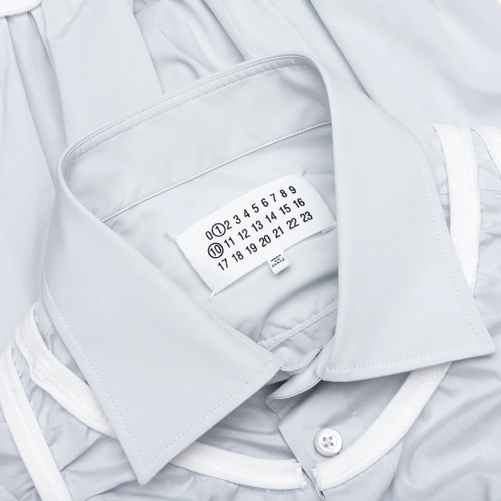 Loose Fit Button Shirt with White Accents - Light Blue - Image 3