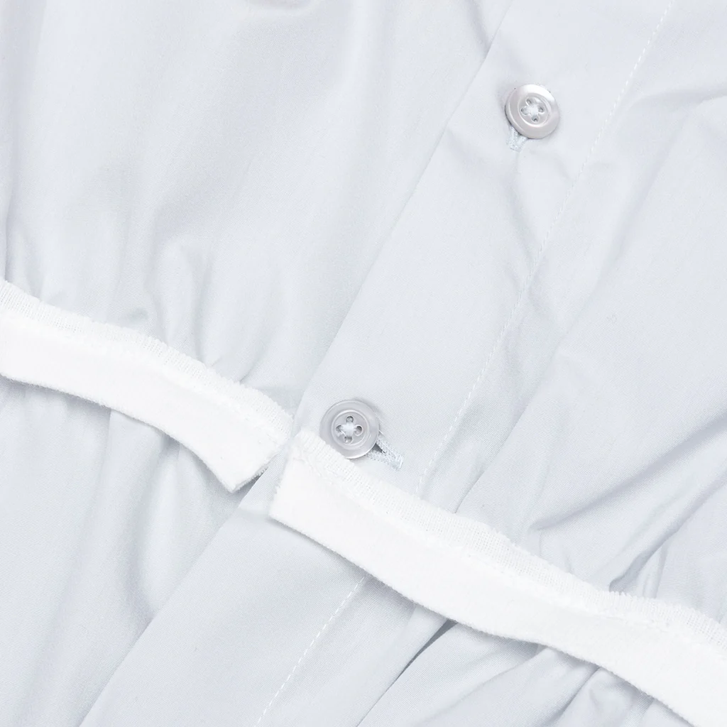 Loose Fit Button Shirt with White Accents - Light Blue - Image 4
