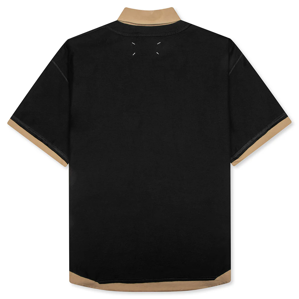 Layered Polo Shirt - Black/Camel - Image 2