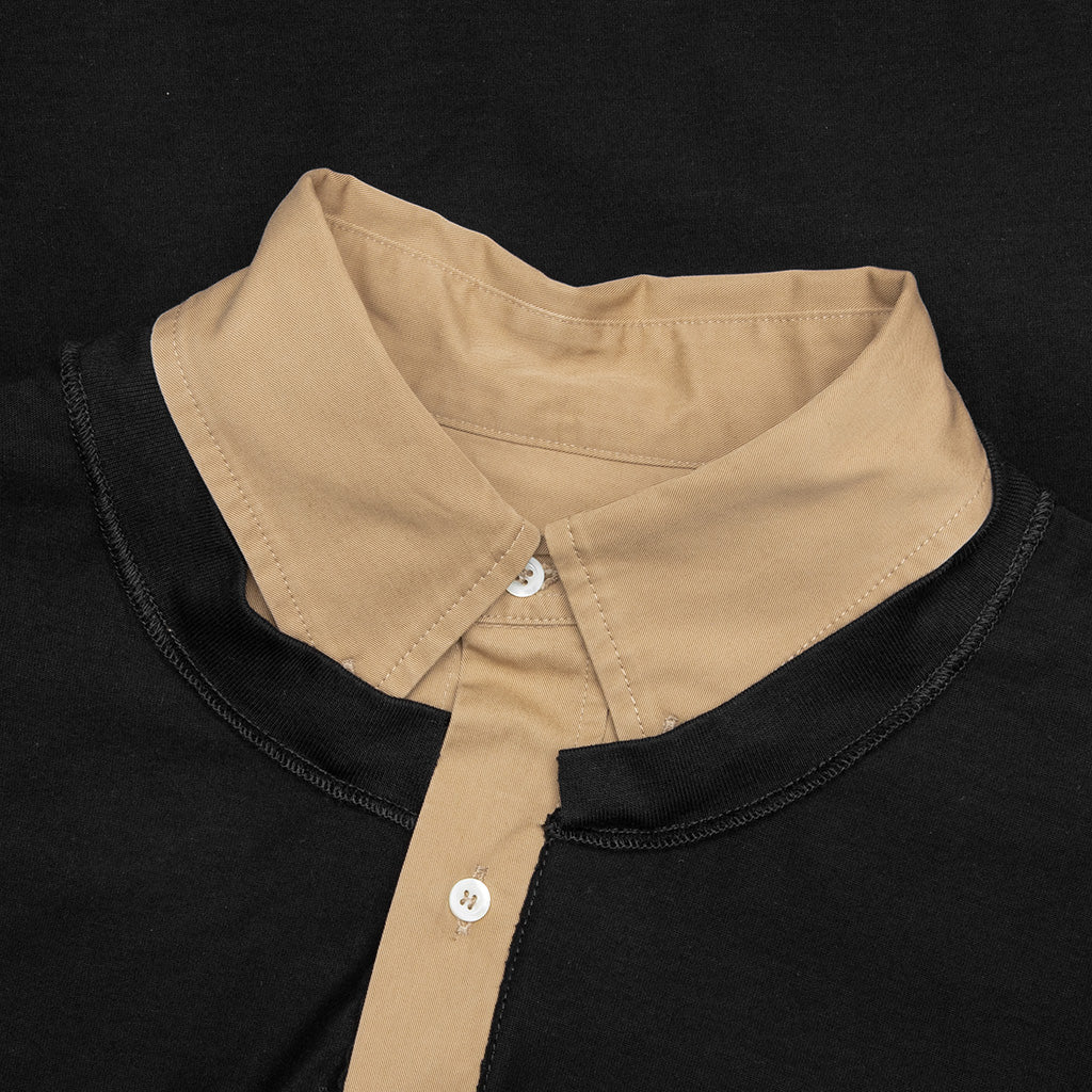 Layered Polo Shirt - Black/Camel - Image 3
