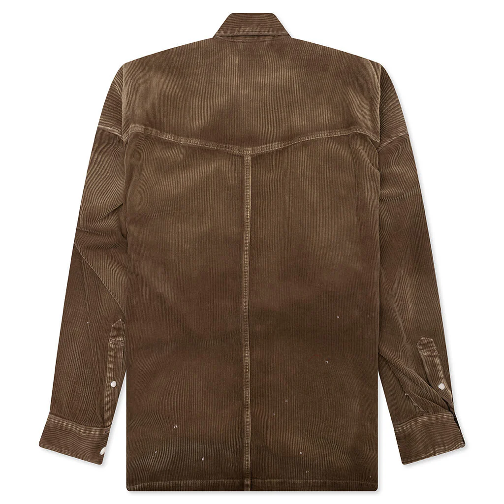 Aged Corduroy Shirt - Brown - Image 2