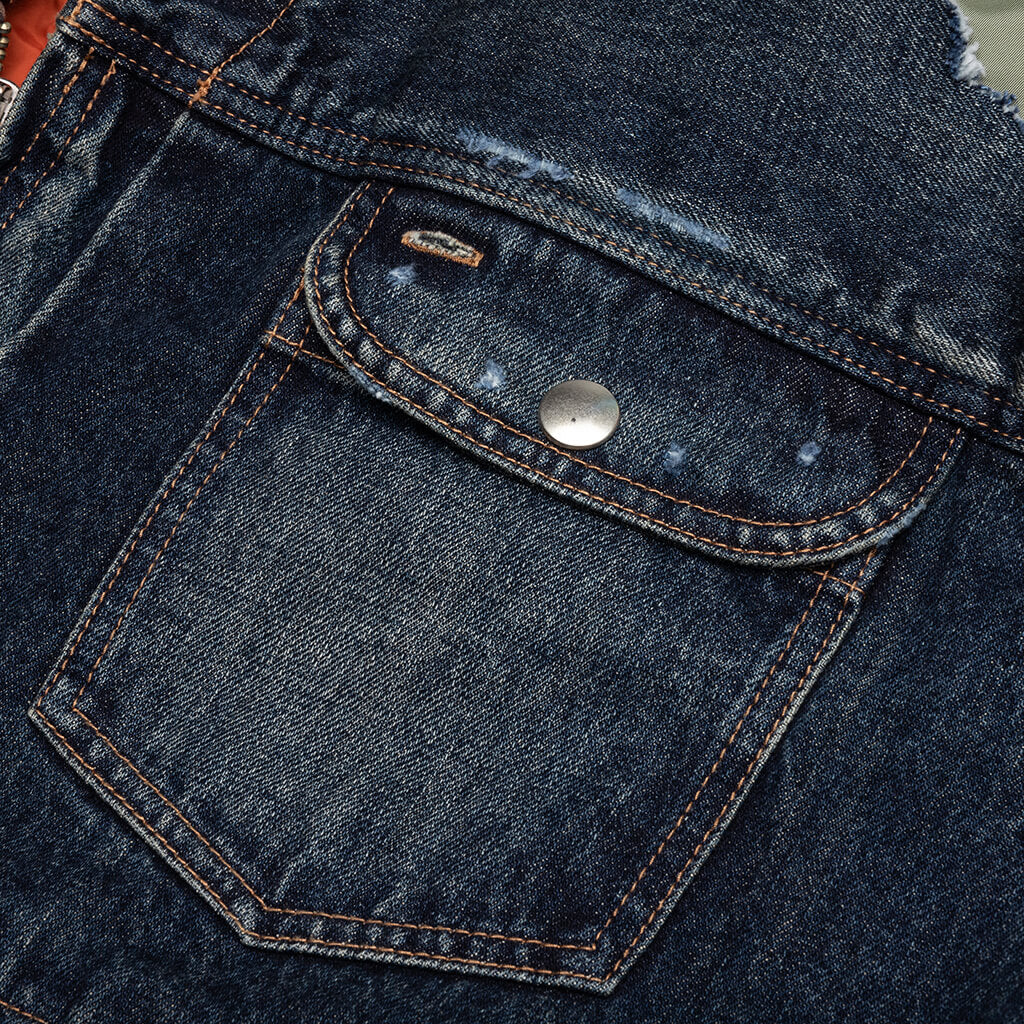 Flight Jacket Layered Denim - Indigo - Image 5