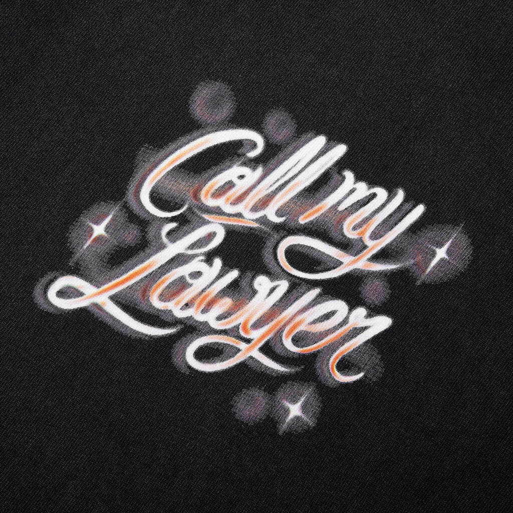 Airbrush Call My Lawyer T-Shirt - Washed Black - Image 3