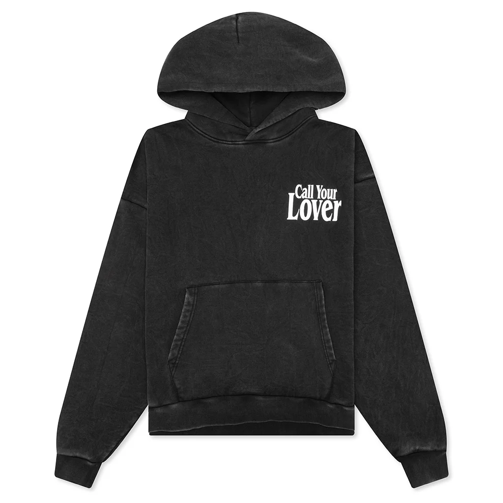 Call My Lover Hoodie - Washed Black