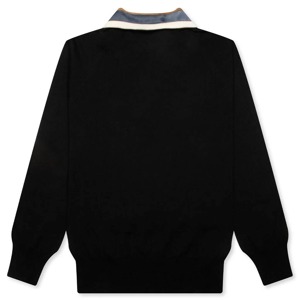 Light Wool With Patchwork Gauge Polo - Black - Image 2
