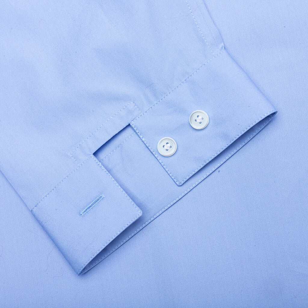Light Blue Organic Poplin Shirt With Peeping Logo - Iris/Blue - Image 3