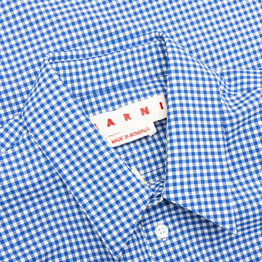 Checked Wool Shirt - Blue/White - Image 5
