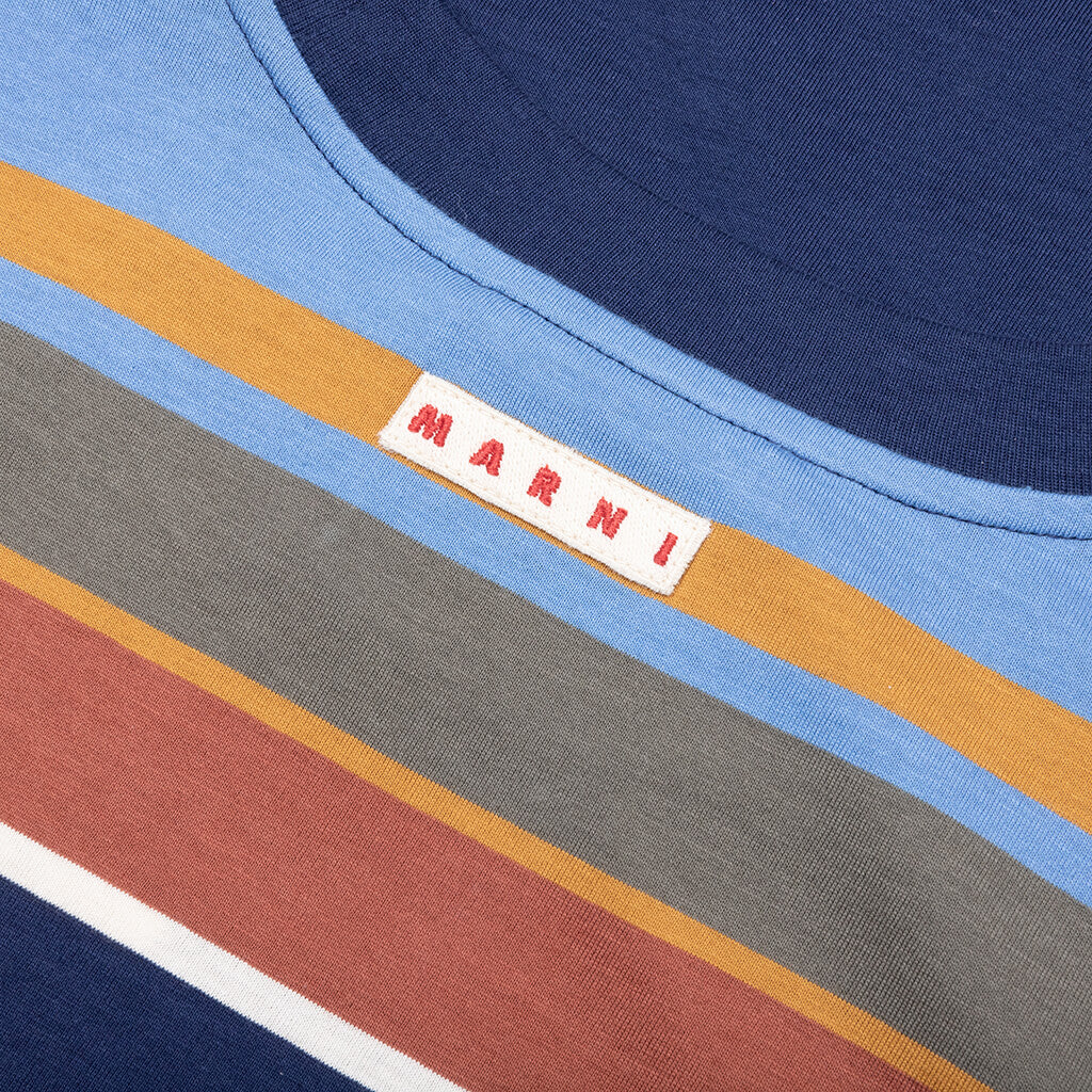 Striped Organic Cotton T-Shirt - Glass Blue - Image 3