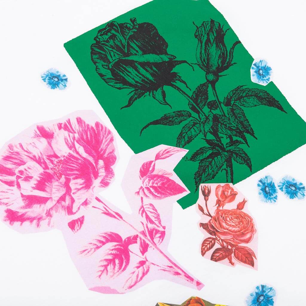 White Cotton T-Shirt With Flower Prints - Lily White - Image 3