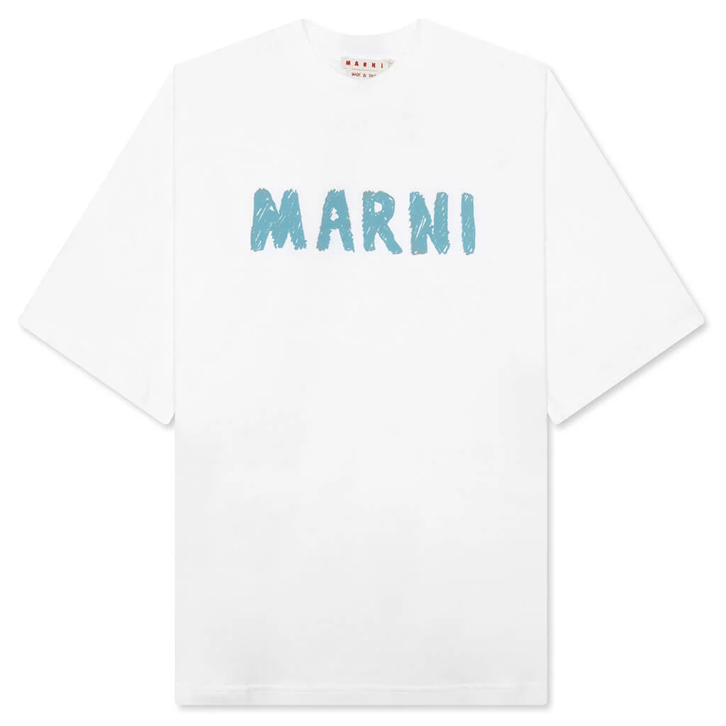 Scribble Logo Cotton T-Shirt - Lily White