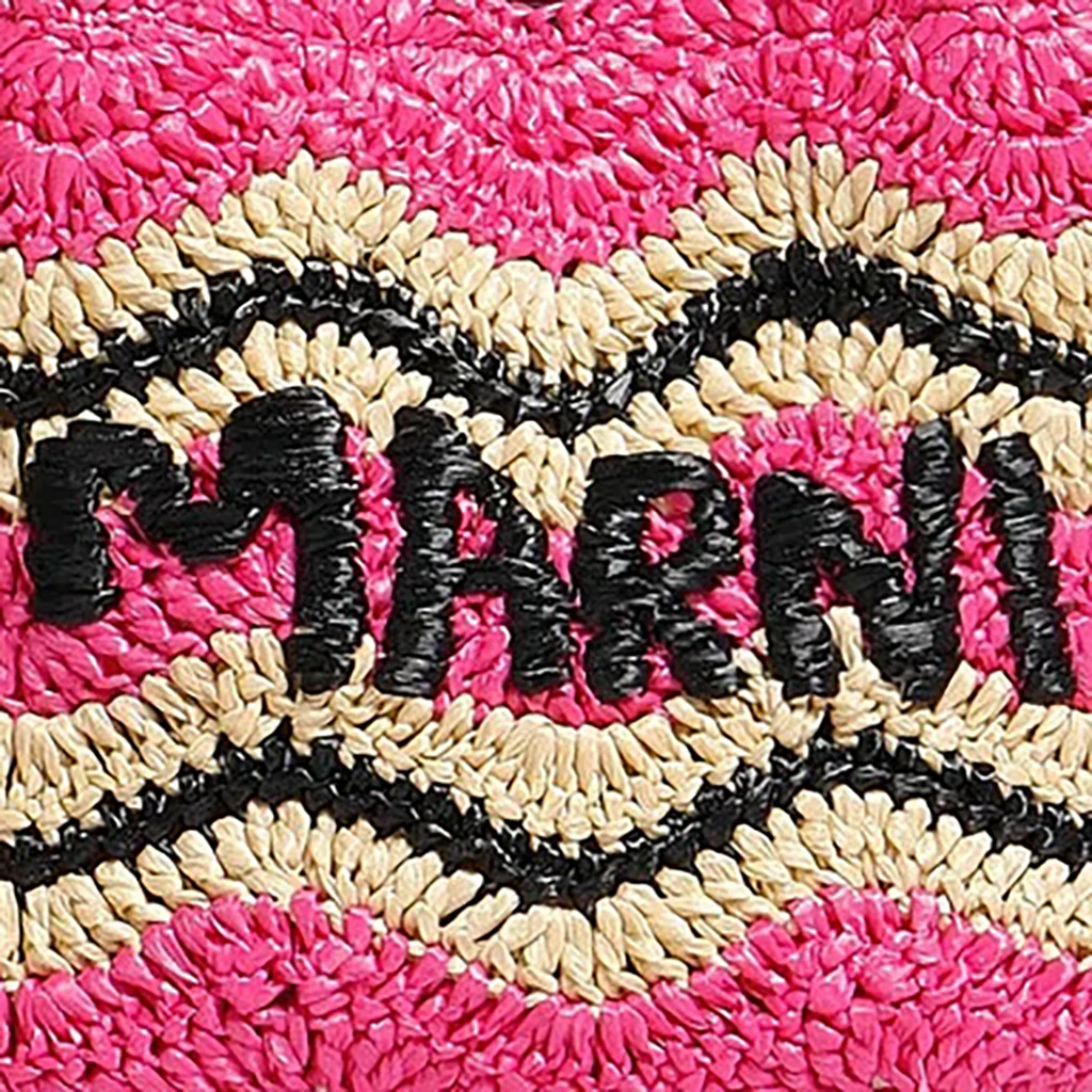 Marni x No Vacancy Inn Venice Mini Bucket Bag - Fuchsia/Natural - Image 2