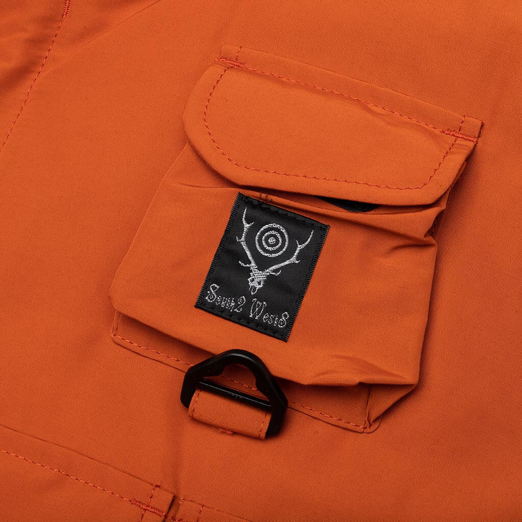 Multi-Pocket Zipped Down Vest - Orange - Image 3