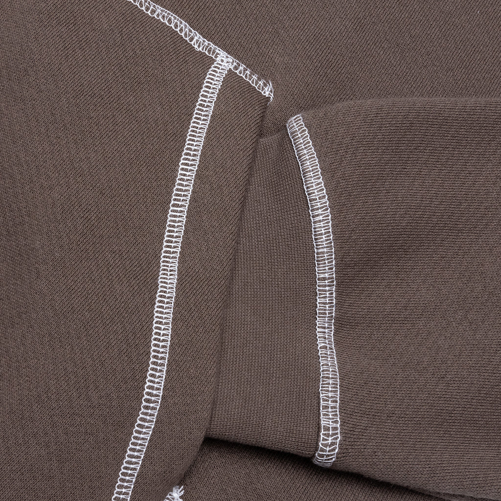 Wordmark Reverse Stitched Hoodie - Brown - Image 4