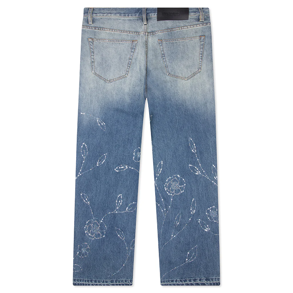 Beaded Wide Jeans - Dark Wash - Image 2