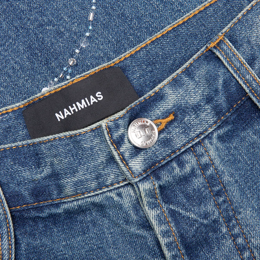 Beaded Wide Jeans - Dark Wash - Image 3