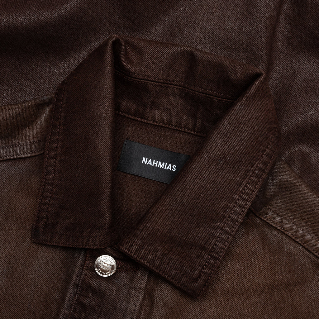 Waxed Denim Trucker Jacket - Brown Wash - Image 3