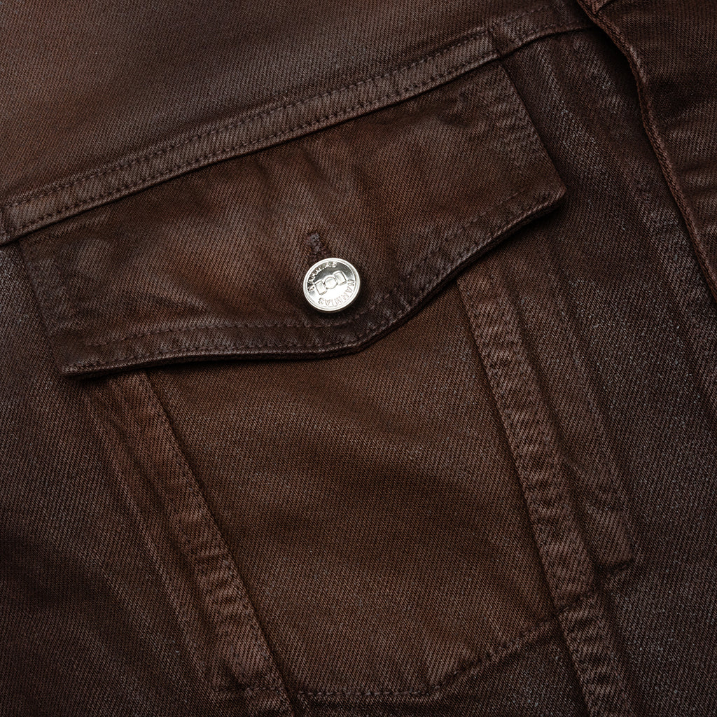 Waxed Denim Trucker Jacket - Brown Wash - Image 4