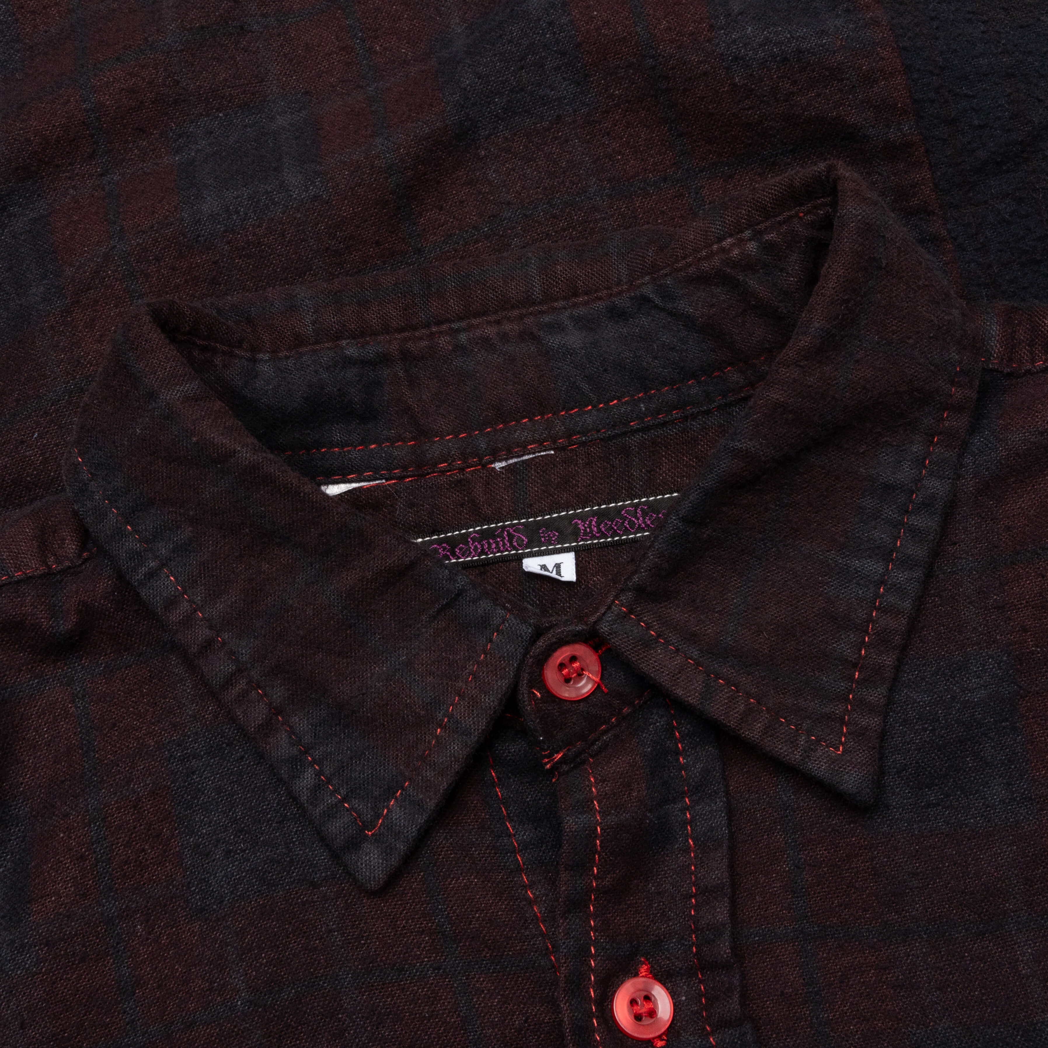 Flannel Shirt 7 Cuts Shirt Over Dye - Black - Image 3
