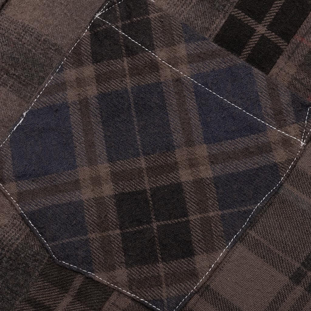 Flannel Shirt 7 Cuts Shirt Over Dye  - Brown - Image 5