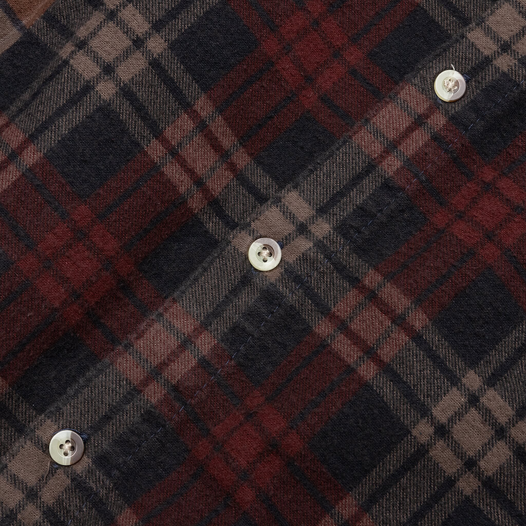 Flannel Shirt 7 Cuts Shirt Over Dye  - Brown - Image 5