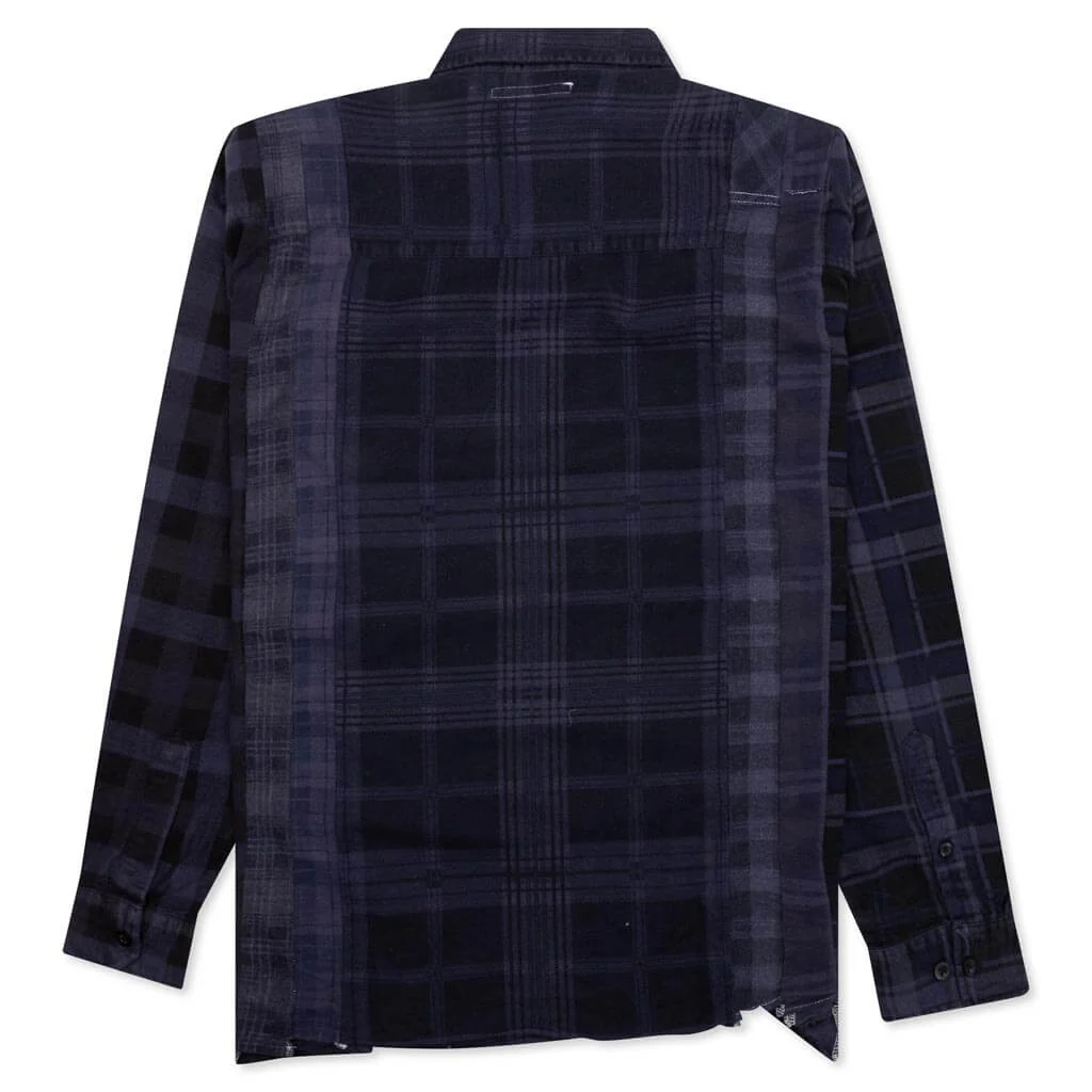Flannel Shirt 7 Cuts Shirt Over Dye - Purple - Image 2