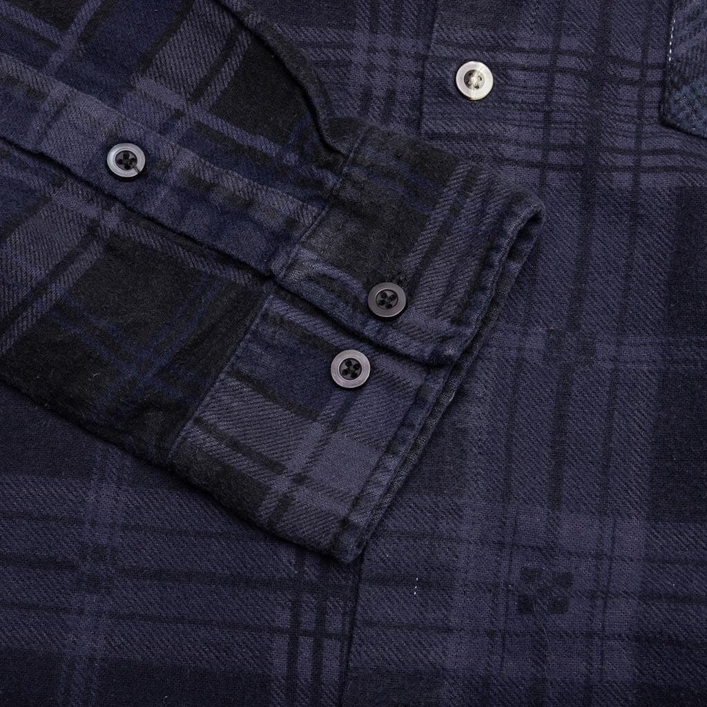 Flannel Shirt 7 Cuts Shirt Over Dye - Purple - Image 5